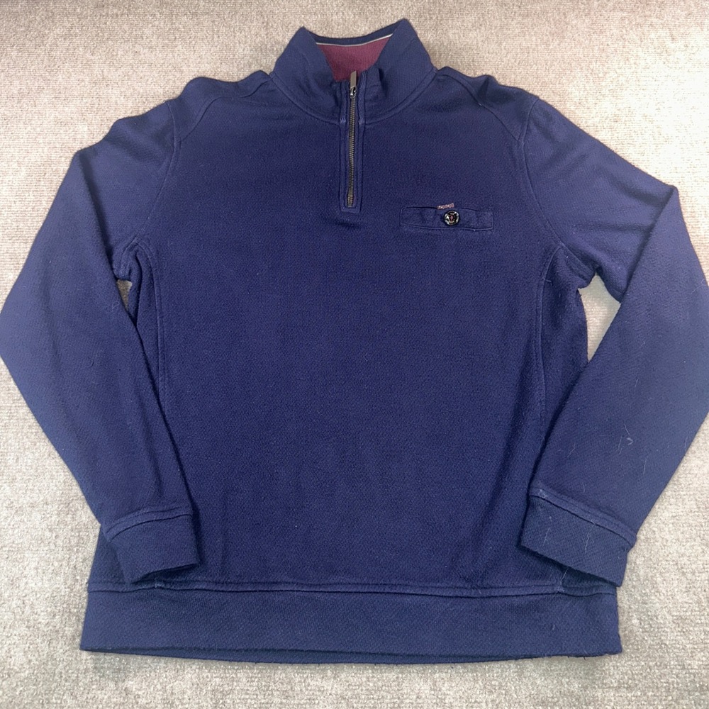 Ted Baker London Mens Navy Blue Quarter Zip Pullover Sweater Size 3 M
